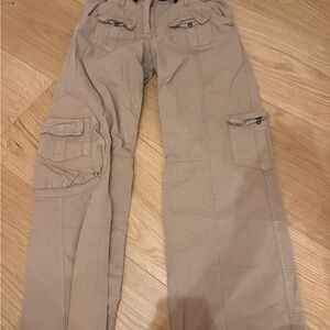 Brandy Melville Beige Cargo Pants with Utility Pockets